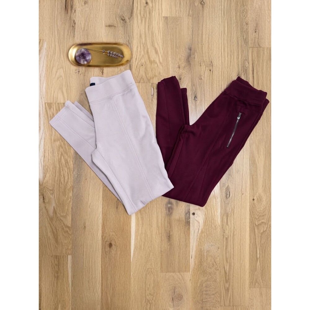 Vintage Forever 21 Leggings Bundle Size XS S Pintuck Zipper Burgundy Tan